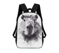 sinyumoney 3D Capybara Black Watercolor Kid's Backpack Waterproof 17inch School Bag Cute Rucksacks Fashion Casual Schoolbag for Kids for Girl Boy School