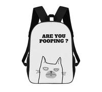 sinyumoney 3D Cat Are You Pooping Funny Kid's Backpack Waterproof 17inch School Bag Cute Rucksacks Fashion Casual Schoolbag for Kids for Girl Boy School