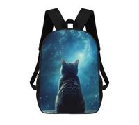 sinyumoney 3D Cat Galaxy Printing Daypacks Kids Casual Backpack Knapsack High Capacity Rucksack Travel Laptop Book Bag 17inch