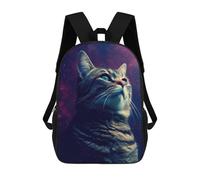 sinyumoney 3D Cat Night Galaxy Printing Daypacks Kids Casual Backpack Knapsack High Capacity Rucksack Travel Laptop Book Bag 17inch