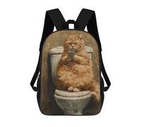sinyumoney 3D Cat Phone Toilet Texting School Backpack Student Casual Backpack For Kid's Children's Daypack Bookbag Hiking Sports Outdoor Work Travel Laptop Bag 17inch