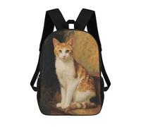 sinyumoney 3D Cat Portrait Painting Kid's Backpack Waterproof School Bag Bookbag Cute Rucksacks Fashion Casual Schoolbag for Kids for Girl Boy School 17inch