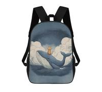 sinyumoney 3D Cat Riding A Whale Printing Daypacks Kids Casual Backpack Knapsack High Capacity Rucksack Travel Laptop Book Bag 17inch