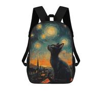 sinyumoney 3D Cat Starry Night School Backpack Student Casual Backpack For Kid's Children's Daypack Bookbag Hiking Sports Outdoor Work Travel Laptop Bag 17inch