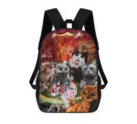 sinyumoney 3D Cats Playing Poker Print Children Backpack for School Students Backpacks Schoolbag Shoulder Book Bags 17inch