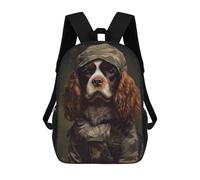 sinyumoney 3D Cavalier Dog Camo Jacket School Backpack for Kids Adult,Animal Schoolbags Large Bookbags Casual Daypack with Side Mesh Pocket 17inch