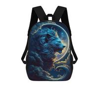 sinyumoney 3D Celestial Lion Moon Kid's Backpack Waterproof School Bag Bookbag Cute Rucksacks Fashion Casual Schoolbag for Kids for Girl Boy School 17inch