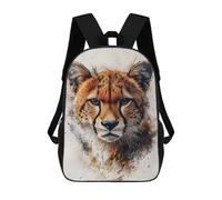 sinyumoney 3D Cheetah Portrait with Watercolor Effect 17 Inch School Backpack Student Casual Backpack For Kid's Children's Daypack Bookbag Hiking Sports Outdoor Work Travel Laptop Bag