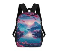 sinyumoney 3D Cherry Blossom Japan Printing Daypacks Kids Casual Backpack Knapsack High Capacity Rucksack Travel Laptop Book Bag 17inch