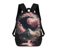 sinyumoney 3D Cherry Blossom Moonlit Mountain Print Children Backpack for School Students Backpacks Schoolbag Shoulder Book Bags 17inch
