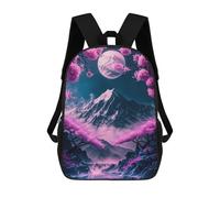 sinyumoney 3D Cherry Blossom Moonlit Mountainscape School Backpack for Kids Adult,Animal Schoolbags Large Bookbags Casual Daypack with Side Mesh Pocket 17inch