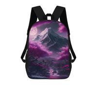 sinyumoney 3D Cherry Blossom Moonrise School Backpack Student Casual Backpack For Kid's Children's Daypack Bookbag Hiking Sports Outdoor Work Travel Laptop Bag 17inch