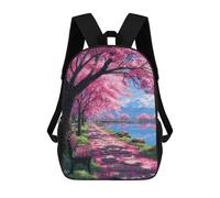 sinyumoney 3D Cherry Blossom Pathway Scene-2 Kid's Backpack Waterproof 17inch School Bag Cute Rucksacks Fashion Casual Schoolbag for Kids for Girl Boy School