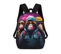 sinyumoney 3D Chic Monkeys in Trendy Gear Print Children Backpack for School Students Backpacks Schoolbag Shoulder Book Bags 17inch