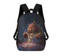 sinyumoney 3D Chill Cat Casino King Print Children Backpack for School Students Backpacks Schoolbag Shoulder Book Bags 17inch