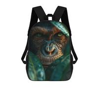 sinyumoney 3D Chimpanzee Close-up School Backpack Student Casual Backpack For Kid's Children's Daypack Bookbag Hiking Sports Outdoor Work Travel Laptop Bag 17inch
