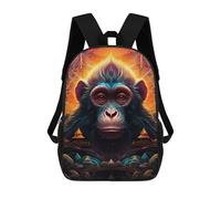 sinyumoney 3D Chimpanzee in A Fantasy Forest Print Children Backpack for School Students Backpacks Schoolbag Shoulder Book Bags 17inch