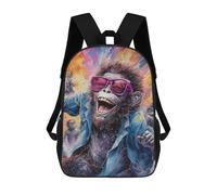 sinyumoney 3D Chimpanzee in Sunglasses Painting Print Children Backpack for School Students Backpacks Schoolbag Shoulder Book Bags 17inch