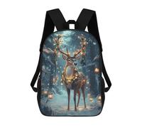 sinyumoney 3D Christmas Deer in Forest Kid's Backpack Waterproof 17inch School Bag Cute Rucksacks Fashion Casual Schoolbag for Kids for Girl Boy School