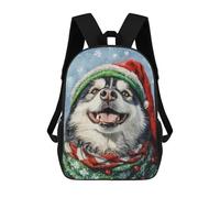 sinyumoney 3D Christmas Husky Dog Art Print-1 Print Children Backpack for School Students Backpacks Schoolbag Shoulder Book Bags 17inch