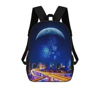 sinyumoney 3D City Lights Printing Daypacks Kids Casual Backpack Knapsack High Capacity Rucksack Travel Laptop Book Bag 17inch