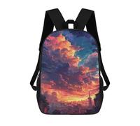 sinyumoney 3D City Skyline Sunset -1 Kid's Backpack Waterproof 17inch School Bag Cute Rucksacks Fashion Casual Schoolbag for Kids for Girl Boy School