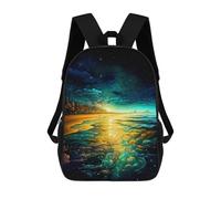 sinyumoney 3D Cityscape by The Sea at Night Print Children Backpack for School Students Backpacks Schoolbag Shoulder Book Bags 17inch