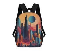 sinyumoney 3D Cityscape Printing Daypacks Kids Casual Backpack Knapsack High Capacity Rucksack Travel Laptop Book Bag 17inch
