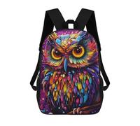 sinyumoney 3D Colorful Abstract Owl Art Print Children Backpack for School Students Backpacks Schoolbag Shoulder Book Bags 17inch