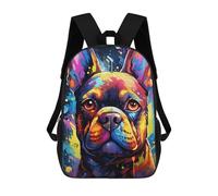 sinyumoney 3D Colorful Bulldog Portrait Kid's Backpack Waterproof School Bag Bookbag Cute Rucksacks Fashion Casual Schoolbag for Kids for Girl Boy School 17inch