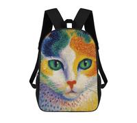 sinyumoney 3D Colorful Cat Portrait Painting-4 Kid's Backpack Waterproof 17inch School Bag Cute Rucksacks Fashion Casual Schoolbag for Kids for Girl Boy School