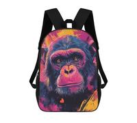 sinyumoney 3D Colorful Chimpanzee Portrait Kid's Backpack Waterproof School Bag Bookbag Cute Rucksacks Fashion Casual Schoolbag for Kids for Girl Boy School 17inch