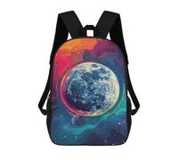 sinyumoney 3D Colorful Cosmic Moon Art Print Kid's Backpack Waterproof 17inch School Bag Cute Rucksacks Fashion Casual Schoolbag for Kids for Girl Boy School