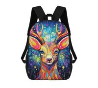 sinyumoney 3D Colorful Deer Illustration-2 Kid's Backpack Waterproof School Bag Bookbag Cute Rucksacks Fashion Casual Schoolbag for Kids for Girl Boy School 17inch