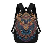 sinyumoney 3D Colorful Deer Mandala Art Print Kid's Backpack Waterproof 17inch School Bag Cute Rucksacks Fashion Casual Schoolbag for Kids for Girl Boy School