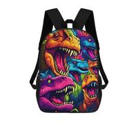 sinyumoney 3D Colorful Dinosaur Collage Kid's Backpack Waterproof School Bag Bookbag Cute Rucksacks Fashion Casual Schoolbag for Kids for Girl Boy School 17inch