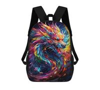 sinyumoney 3D Colorful Dragon Artwork Print Children Backpack for School Students Backpacks Schoolbag Shoulder Book Bags 17inch