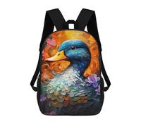 sinyumoney 3D Colorful Duck Artwork-1 Kid's Backpack Waterproof 17inch School Bag Cute Rucksacks Fashion Casual Schoolbag for Kids for Girl Boy School