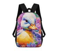 sinyumoney 3D Colorful Duckling in Flowers Kid's Backpack Waterproof School Bag Bookbag Cute Rucksacks Fashion Casual Schoolbag for Kids for Girl Boy School 17inch