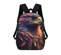 sinyumoney 3D Colorful Eagle Portrait School Backpack for Kids Adult,Animal Schoolbags Large Bookbags Casual Daypack with Side Mesh Pocket 17inch