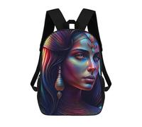 sinyumoney 3D Colorful Egyptian Goddess Portrait Kid's Backpack Waterproof School Bag Bookbag Cute Rucksacks Fashion Casual Schoolbag for Kids for Girl Boy School 17inch