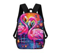 sinyumoney 3D Colorful Flamingos in Flames Print Children Backpack for School Students Backpacks Schoolbag Shoulder Book Bags 17inch