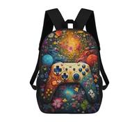 sinyumoney 3D Colorful Floral Game Controller School Backpack for Kids Adult,Animal Schoolbags Large Bookbags Casual Daypack with Side Mesh Pocket 17inch