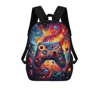 sinyumoney 3D Colorful Gaming Controller Artwork -9 School Backpack for Kids Adult,Animal Schoolbags Large Bookbags Casual Daypack with Side Mesh Pocket 17inch
