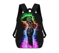 sinyumoney 3D Colorful Gaming Controller Artwork School Backpack for Kids Adult,Animal Schoolbags Large Bookbags Casual Daypack with Side Mesh Pocket 17inch