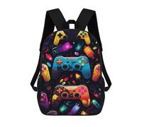 sinyumoney 3D Colorful Gaming Controllers -3 Kid's Backpack Waterproof School Bag Bookbag Cute Rucksacks Fashion Casual Schoolbag for Kids for Girl Boy School 17inch