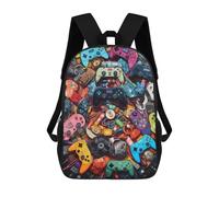 sinyumoney 3D Colorful Gaming Controllers Collage School Backpack for Kids Adult,Animal Schoolbags Large Bookbags Casual Daypack with Side Mesh Pocket 17inch