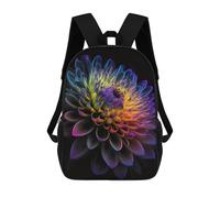 sinyumoney 3D Colorful Glowing Flower Art Kid's Backpack Waterproof 17inch School Bag Cute Rucksacks Fashion Casual Schoolbag for Kids for Girl Boy School