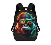 sinyumoney 3D Colorful Gorilla Sunglasses Art Print-1 Kid's Backpack Waterproof 17inch School Bag Cute Rucksacks Fashion Casual Schoolbag for Kids for Girl Boy School