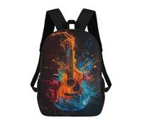 sinyumoney 3D Colorful Guitar Artwork Kid's Backpack Waterproof 17inch School Bag Cute Rucksacks Fashion Casual Schoolbag for Kids for Girl Boy School